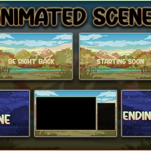 Twitch Overlay Package Greeny Hills with Lush Green Forest Theme Animated Stream Panels Screens Webcam Overlay for OBS Streamlabs
