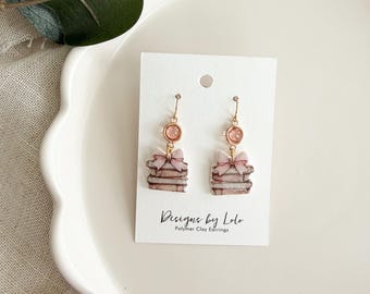 Book Stack Earrings | Teacher Earrings | Teacher Gift | Reading Teacher Gift | Polymer Clay Earrings