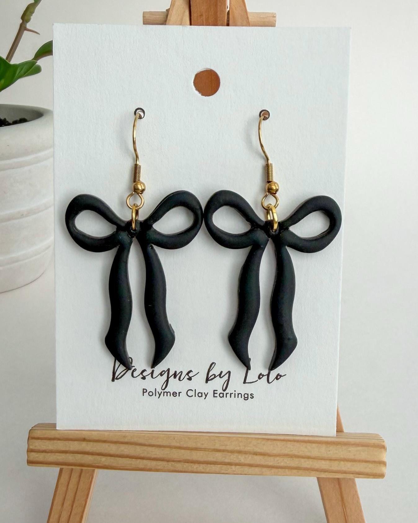Black Bow Dangle Earrings