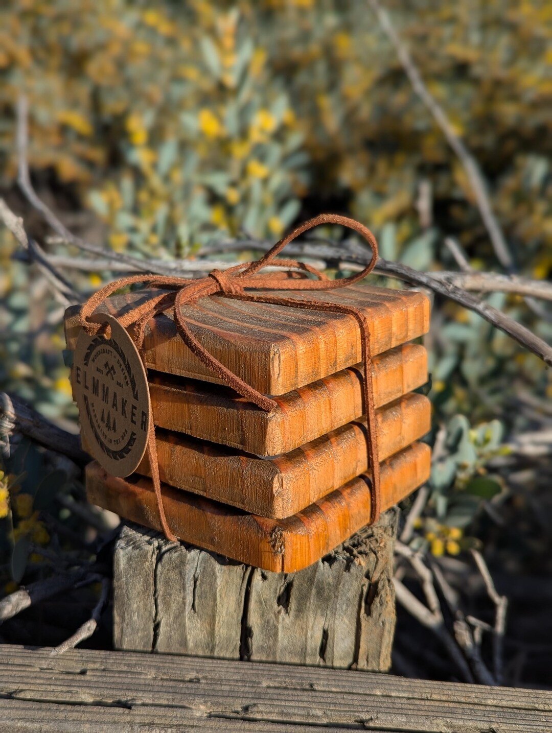 Rustic 'early American' Handmade Wooden Coasters | Reclaimed 4x4 Wood ...