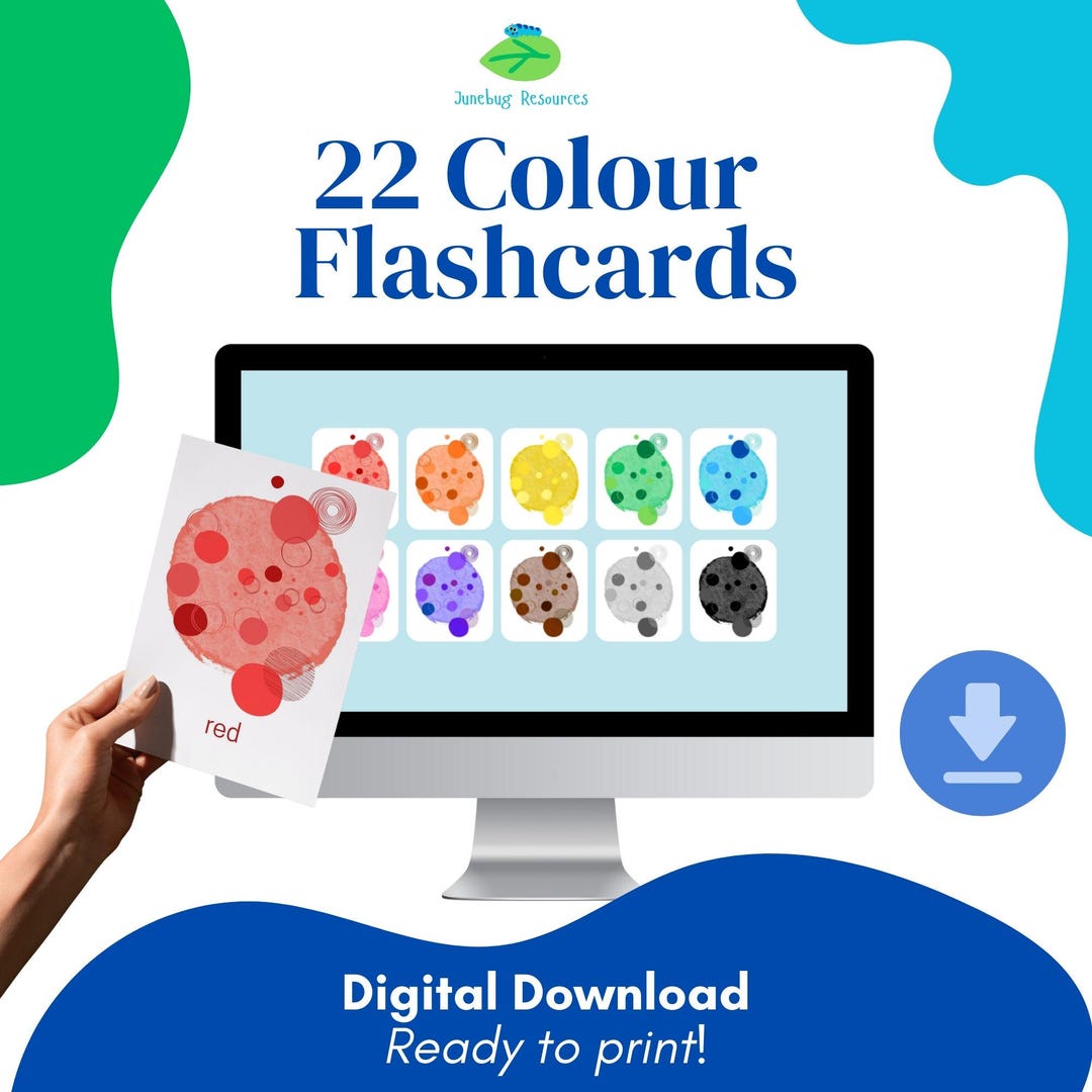 22 Colour Flashcards- Digital Download for Toddlers, Children ...