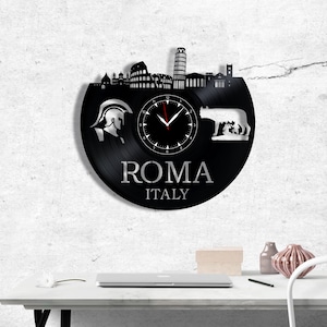 Roma Wall Clock 12" made out of Vintage Vinyl Record, Roma Wall Decor, Modern Wall Decor, Idea Home Decor, Awesome Gift