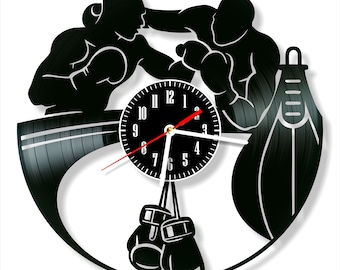 Reloj de pared de vinilo de boxeo personalizado: regalo moderno para la decoración del hogar