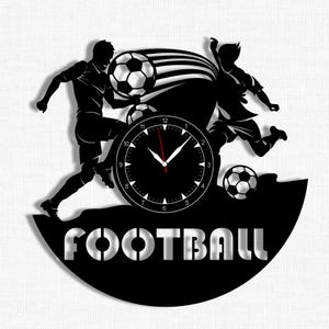 Personalized Football Wall Clock 12" made out of Vintage Vinyl Record, Modern Wall Decor, Idea Home Decor, Awesome Gift