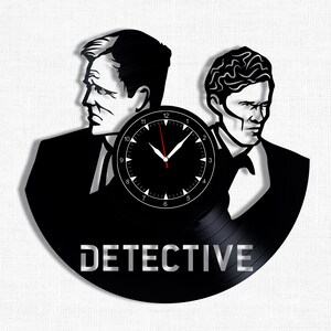 Detective Wall Clock 12" made out of Vintage Vinyl Record, Modern Wall Decor, Idea Home Decor, Awesome Gift