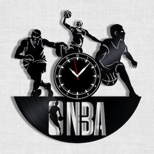 Wandklok basketbal vinylplaat NBA: modern interieur