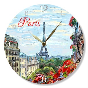 Horloge murale Paris disque vinyle : décoration d&#39;intérieur tour Eiffel
