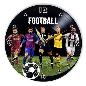 Football Vinyl Record Wall Clock: Painted Sports Decor (12 inch)