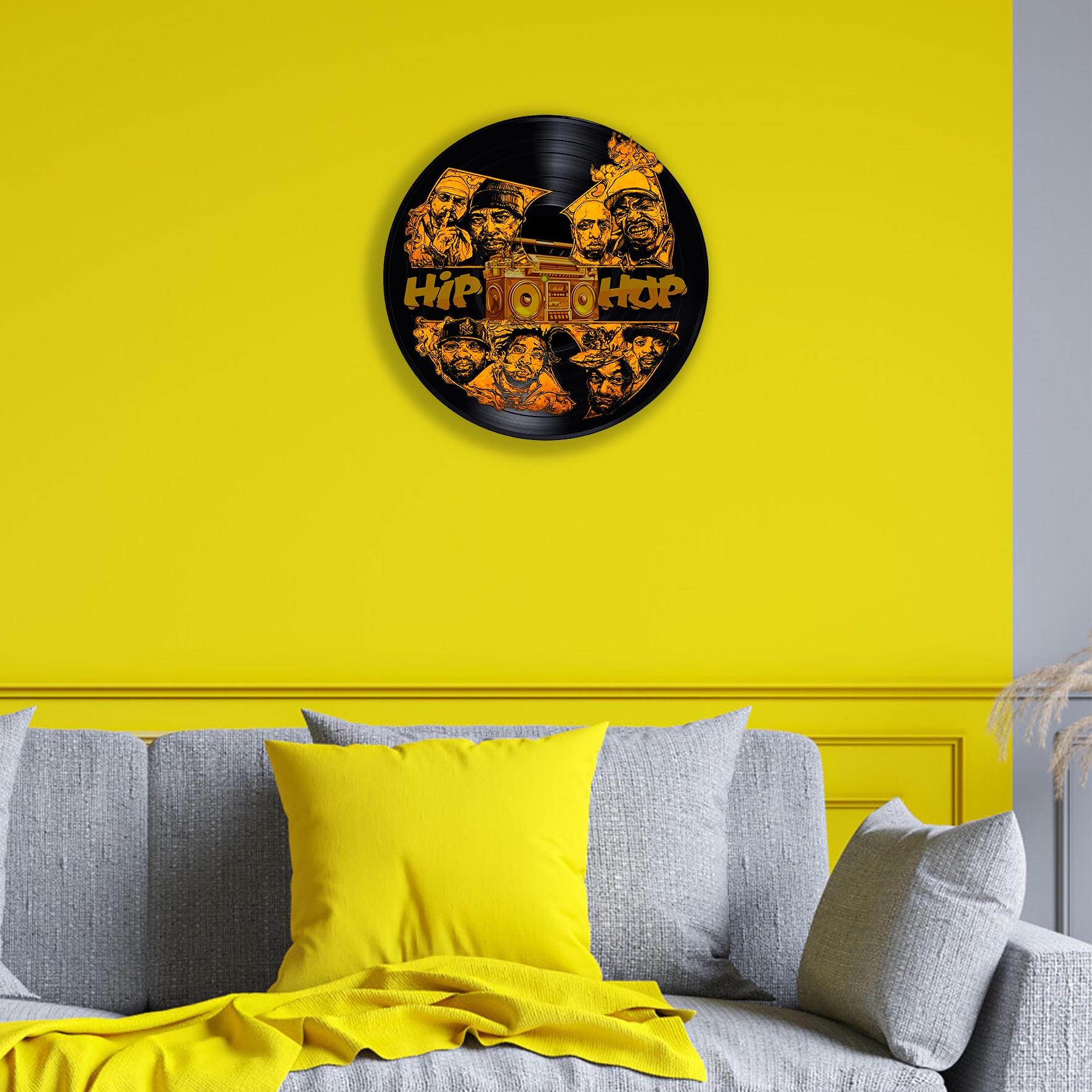 Hip-hop Vinyl Record Wall Clock: Painted Music Lover Decor - Etsy
