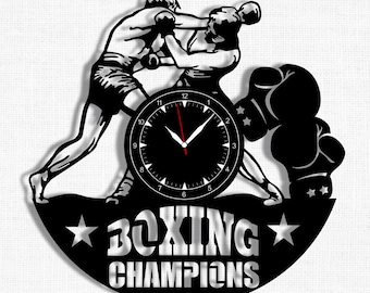 Reloj de pared de vinilo personalizado de boxeo: regalo moderno para decoración del hogar (30 cm)