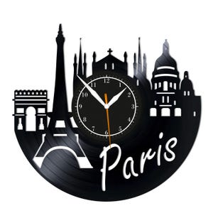 Horloge murale Paris disque vinyle : décoration d&#39;intérieur moderne (12 pouces)