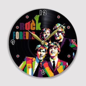 Rock Music Vinyl Record Wall Clock: Painted Modern Decor
