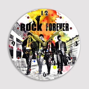 Rock Music Vinyl Record Wall Clock: Painted Modern Decor