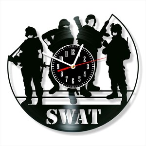SWAT Vinyl Record Wall Clock: Modern Home Decor Gift (12 inch)