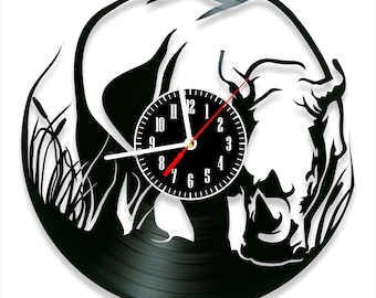 Zegar ścienny Rhino z płyty winylowej, nowoczesny prezent do domu