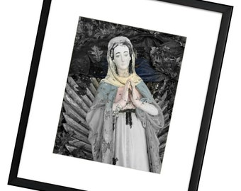 Framed Madonna Photograph, Framed Mother Mary Photograph, Framed Virgin Mary Photograph, Religious Photograph, Motherhouse Portland Maine