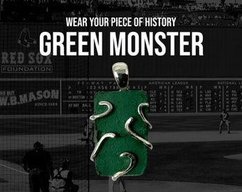 RARE! Original 1988-2002 Fenway Park Green Monster Wall Necklace Pendant Boston Red Sox MLB Baseball Wearable History Collection Gift C.O.A.