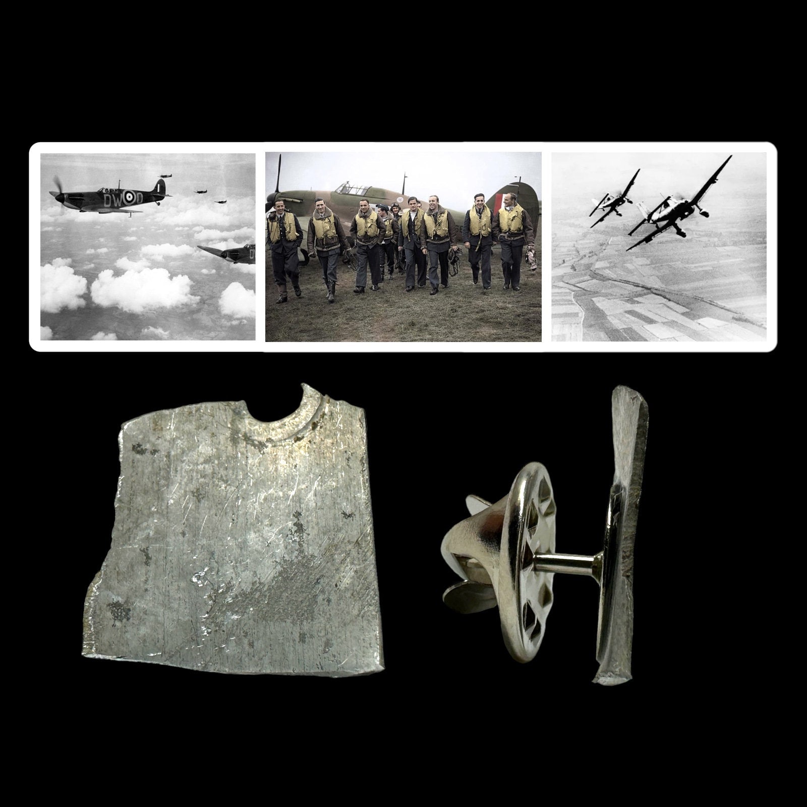 RARE Original WWII 1940 Battle of Britain Pilot Aircraft Fragment Pin Aviation Pilot History Gift For Jacket Backpack Limited Edition COA