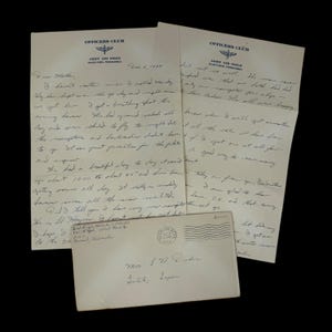 Carta militar original rara de la Segunda Guerra Mundial de 1944 del Segundo Teniente John Dirks, Escuadrón 501, de la Fuerza Aérea del Ejército de EE. UU., escrita a mano, regalo histórico (con certificado de autenticidad)