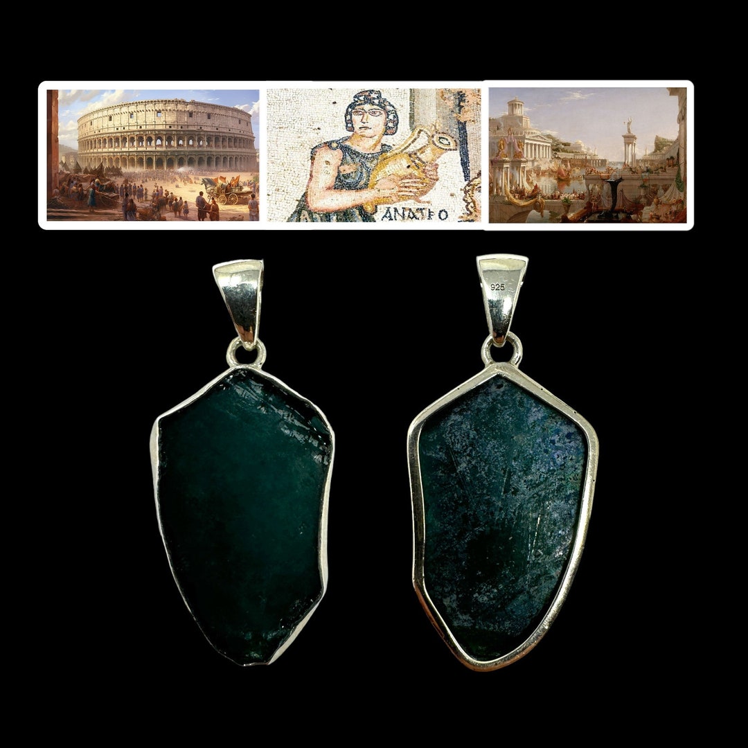 古代ローマの青いガラスのペンダントネックレス（西暦230～250年