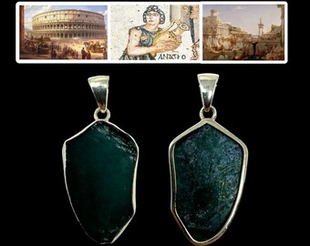 RARE! Original Ancient Roman Empire Blue Glass Necklace Pendant 230-250 AD Historical Unique Gift Wearable Antique History (C.O.A. Included)