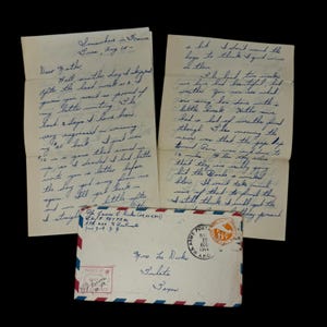 Carta militar manuscrita de James L. Dirks, 987.º Batallón, Tercer Ejército, Normandía, original de la Segunda Guerra Mundial, 1944, "En algún lugar de Francia". Soldado estadounidense.