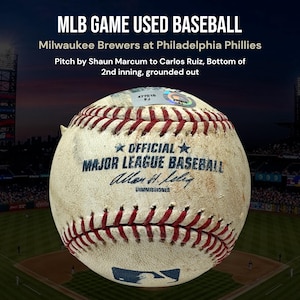 MLB Game Used Baseball: Brewers at Phillies, Carlos Ruiz (COA)