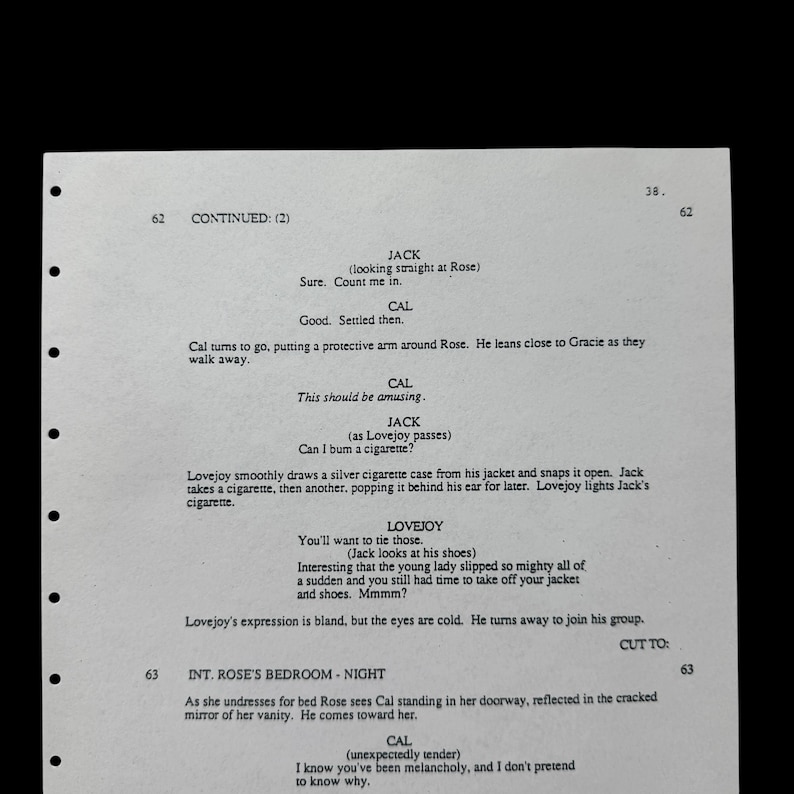 Titanic Script Example Rare Original 1996 Titanic Actor Movie Script Page Used During Filming ...