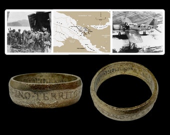 WWII New Guinea Coin Ring: 1942-45 Pacific Theater, Size 6.75