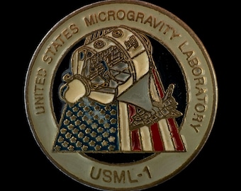 Original 1992 NASA Space Shuttle Columbia STS-50 Vintage Mission Pin Astronaut U.S. Space History Gift Antique Enamel Pin (with COA)
