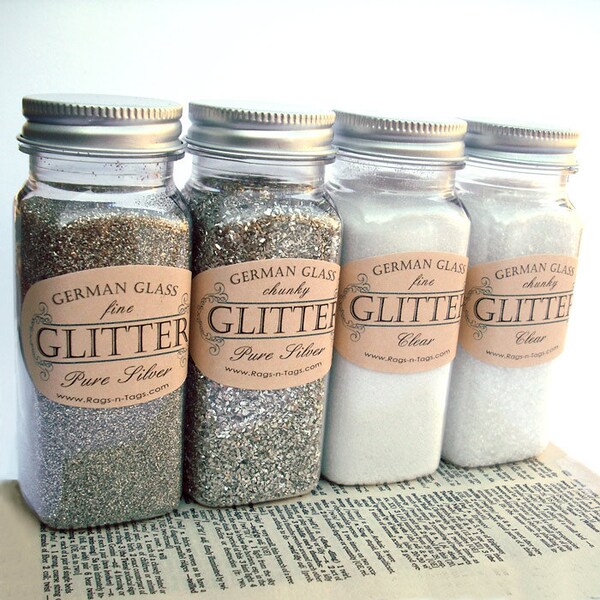 Chunky Pure Silver Glass Glitter  5oz Bottle