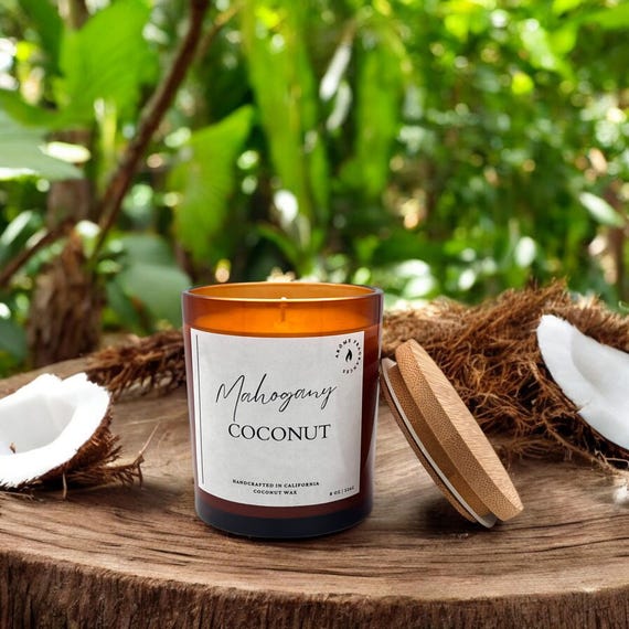 Mahogany Coconut Candle: Hand-Poured Coconut Wax, 30-40 Hour Burn