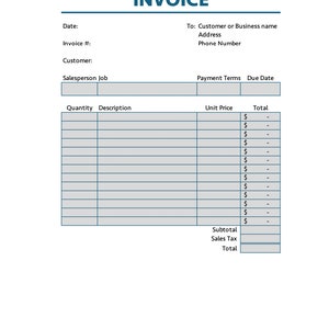 Invoice Template - Easy to Edit - Billing Template - Invoice Form - Simple Invoice
