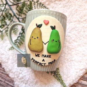 Cute Pear Mug for Gift - Green Tea Mug with Cute details - Kawaii Coffee Mug - Best Friend Gift - Gift for Her - Cute Kitchen Decor