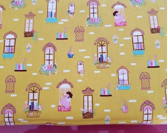 Beauty and the Beast - Window Reading by Jill Howarth for Riley Blake - Fabric by the yard C9531-GOLD