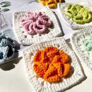 Crochet Flower Granny Square Pattern, 3D flower pattern perfect for crochet bags, blankets, cardigans