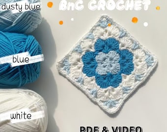 Floral Granny Square Crochet Pattern PDF And Video Tutorial - Perfect For Coasters, Bags, Blankets and More - GS2003