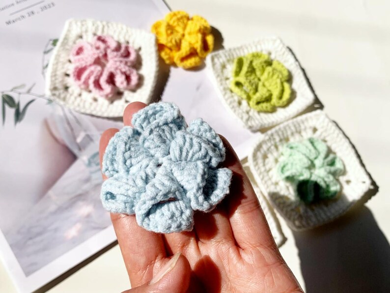 Crochet Flower Pattern, Crochet Applique Flower pattern