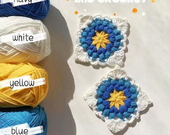 Crochet Granny Square Pattern With Video Access - Easy Crochet Pattern Tutorial for Crochet Beginners , GS2001