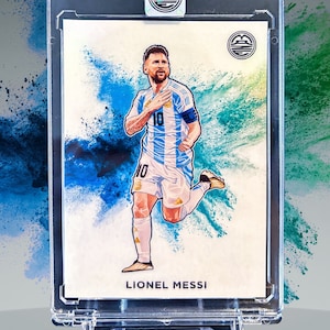 LIONEL MESSI - White Color Blast - Original Kunstwerk Sport Karte