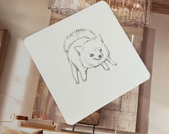 Boceto de mascota personalizado hecho a mano - 4x4 pulgadas
