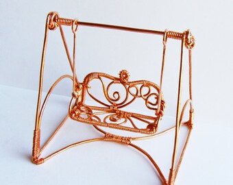 Miniature Copper Garden Swing Wire Sculpture