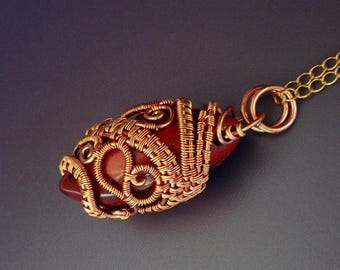 Mystique Bold Woven Copper Jasper Pendant Necklace