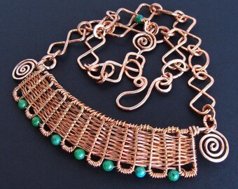 HandWoven Copper and Jade Set
