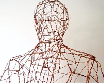 Office Man - Lifesize Copper Wire Sculpture