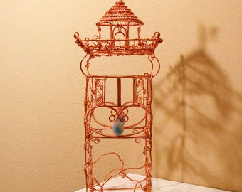 Rapunzel's Tower Copper Wire Sculpture Fairytale Castle