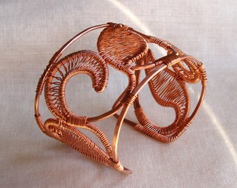 Leafy Woven Copper Cuff OOAK