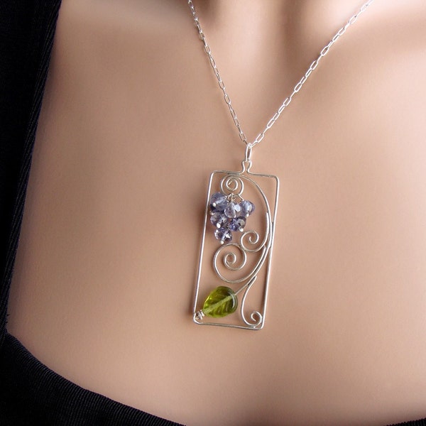 Wisteria - Sterling and Iolite Gemstone Pendant Necklace