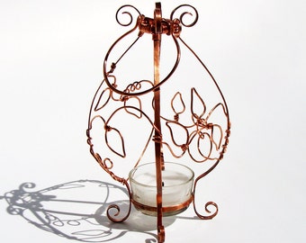 Romantic Copper Vine Candle Lantern