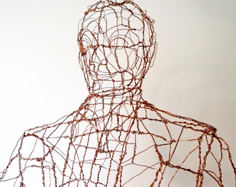 Office Man - Lifesize Copper Wire Sculpture